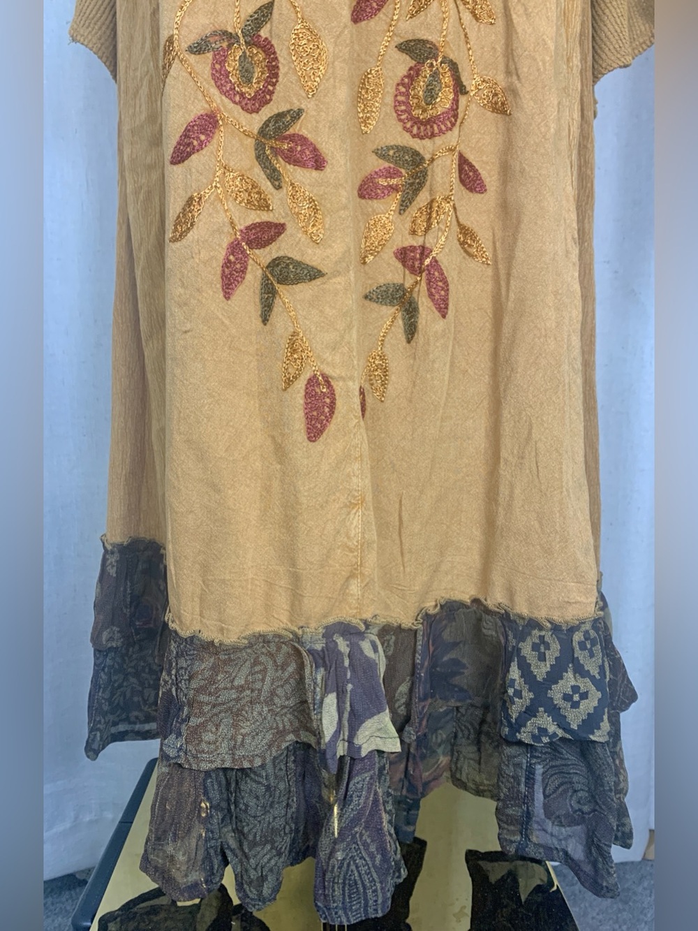 Young Threads Embroidered Boho Maxi Skirt | Camel | New - Picture 4 of 5